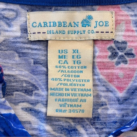 NWT Caribbean Joe Floral Paisley Print Short Sleeve Tee T Shirt Size XL - Picture 6 of 7